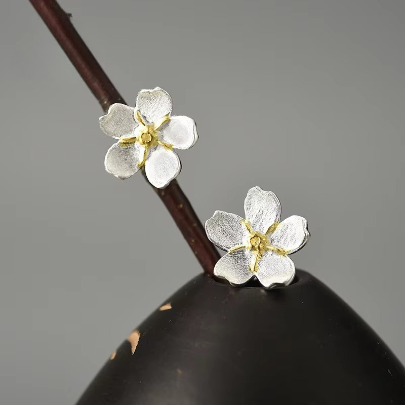 Prity Jewel Forget-Me-Not Flower Stud Earrings – 925 Sterling Silver Floral Jewelry