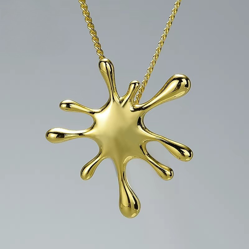 Prity Jewel Splash Design Pendant – 925 Sterling Silver Gold Plated Abstract Charm