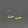 Prity Jewel Running Bunny Hoop Earrings – 925 Sterling Silver Gold Vermeil Cute Animal Hoops
