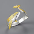 Prity Jewel Whale Adjustable Ring – 925 Sterling Silver 18K Gold Plated Ocean Animal Ring