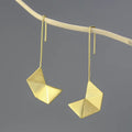 Prity Jewel Origami Geometric Dangle Earrings – 925 Sterling Silver 18K Gold Minimalist Drop Earrings