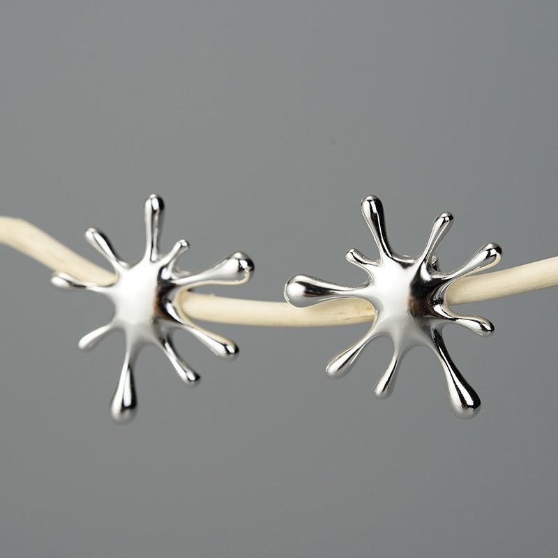 Prity Jewel Splash Design Stud Earrings – 925 Sterling Silver Gold Plated Abstract Earrings for Women