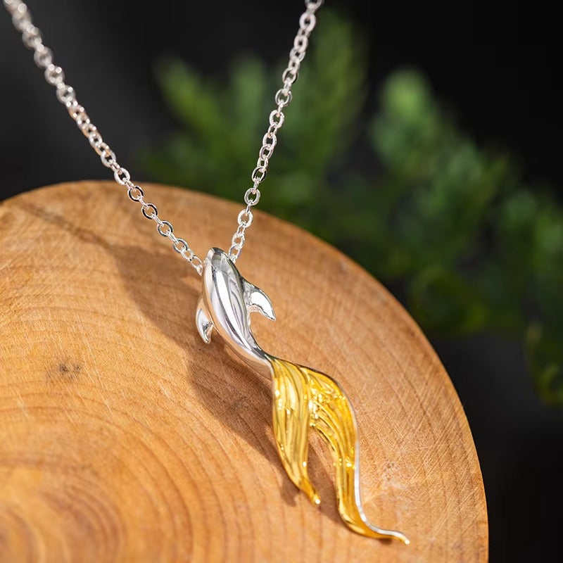 Prity Jewel Koi Fish Pendant Necklace – 925 Sterling Silver & Gold Accent Lucky Fish Jewelry