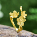 Prity Jewel Forget-Me-Not Flower Adjustable Ring – 925 Sterling Silver Floral Wedding Ring