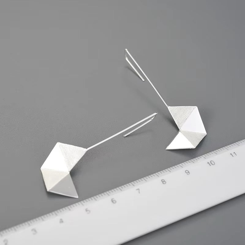 Prity Jewel Origami Geometric Dangle Earrings – 925 Sterling Silver 18K Gold Minimalist Drop Earrings
