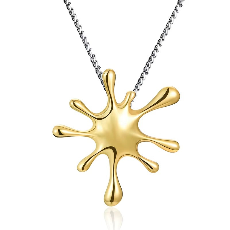 Prity Jewel Splash Design Pendant – 925 Sterling Silver Gold Plated Abstract Charm
