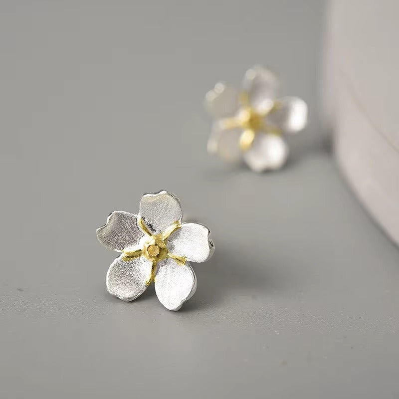 Prity Jewel Forget-Me-Not Flower Stud Earrings – 925 Sterling Silver Floral Jewelry