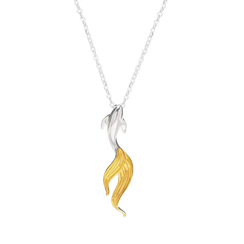Prity Jewel Koi Fish Pendant Necklace – 925 Sterling Silver & Gold Accent Lucky Fish Jewelry