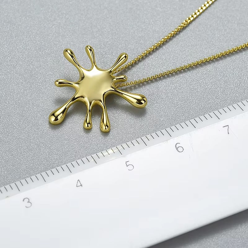 Prity Jewel Splash Design Pendant – 925 Sterling Silver Gold Plated Abstract Charm