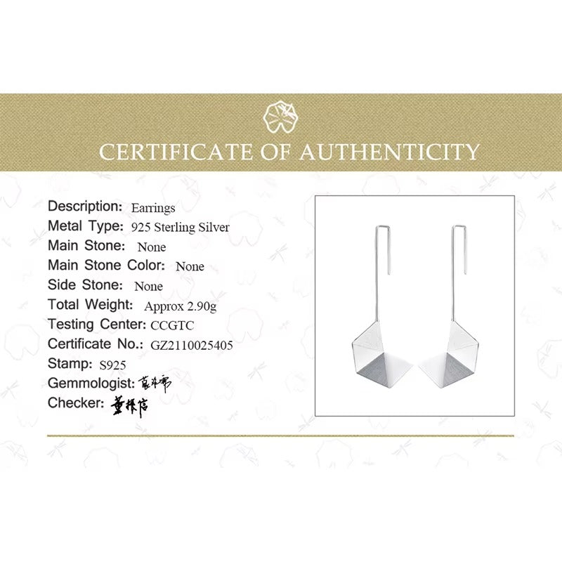 Prity Jewel Origami Geometric Dangle Earrings – 925 Sterling Silver 18K Gold Minimalist Drop Earrings