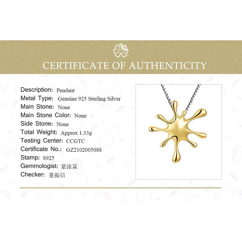 Prity Jewel Splash Design Pendant – 925 Sterling Silver Gold Plated Abstract Charm